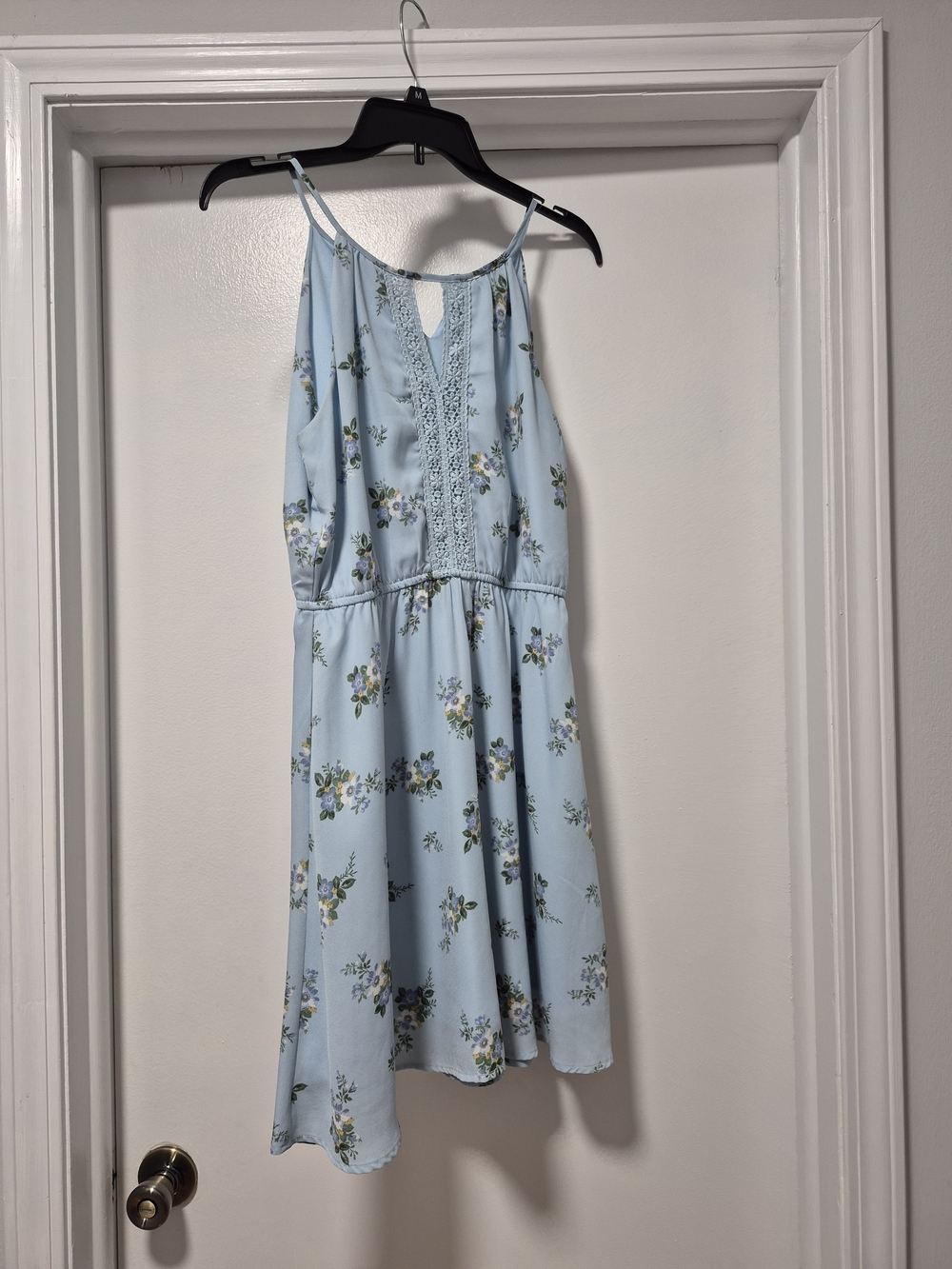 miami Light Blue Floral Spaghetti-Strap Dress for Kids
